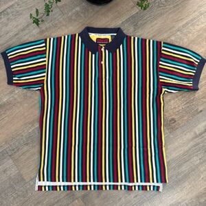 Vintage 90s PIVOT Striped Polo Shirt Streetwear Top